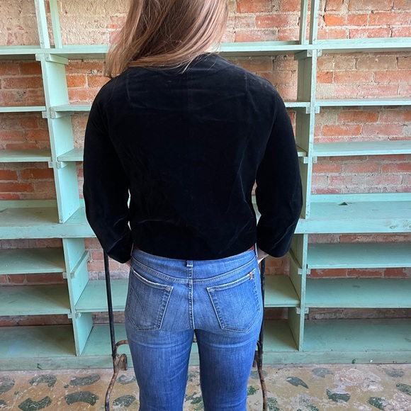 Vintage black velvet button up top - Picture 7 of 9